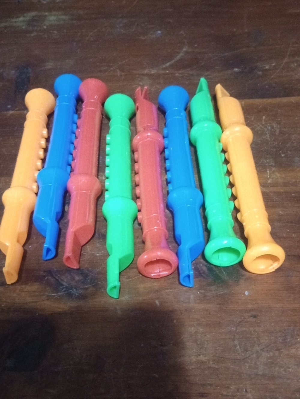 Kids Multi-Color Plastic Recorder Whistles - Set of 8